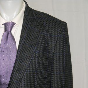 Jacques Fath Cerruti 1881 Dark Gray Geometric Plaid Two Button Sport Coat 42R